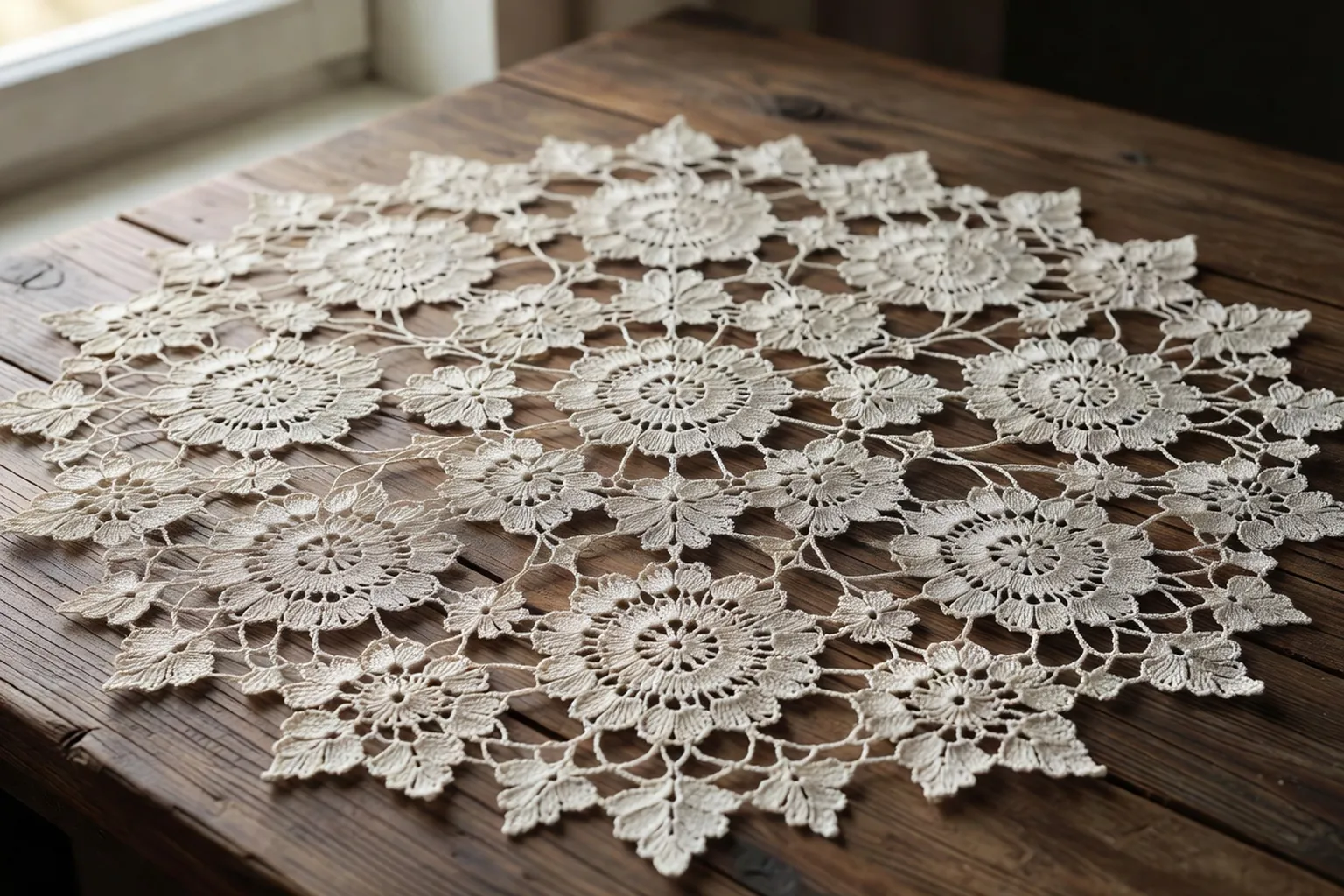 Napperon en dentelle au crochet de Koniaków avec motifs floraux traditionnels