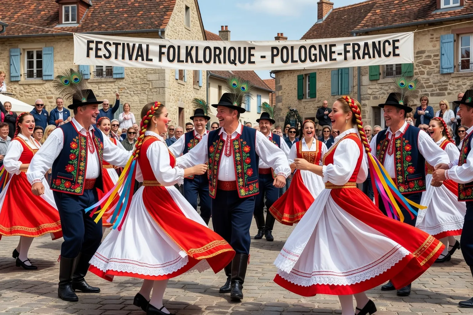 Communauté polonaise en France — rassemblement culturel avec drapeau polonais et français