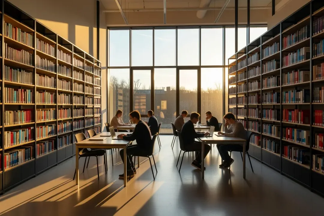 Bibliothèque universitaire moderne à Varsovie, grandes baies vitrées