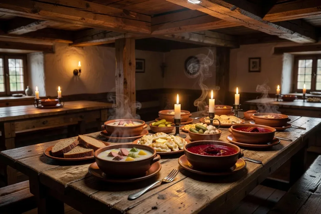 Interieur chaleureux d une karczma polonaise de montagne