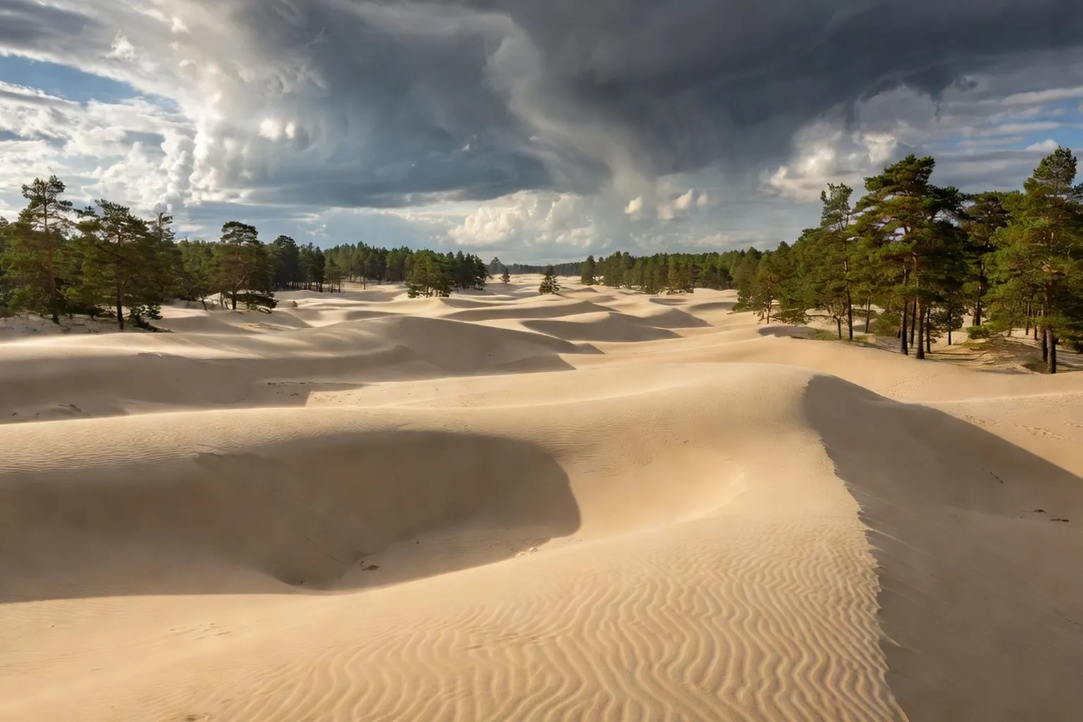 Dunes de sable mobiles du parc national de Słowiński sur la côte baltique polonaise