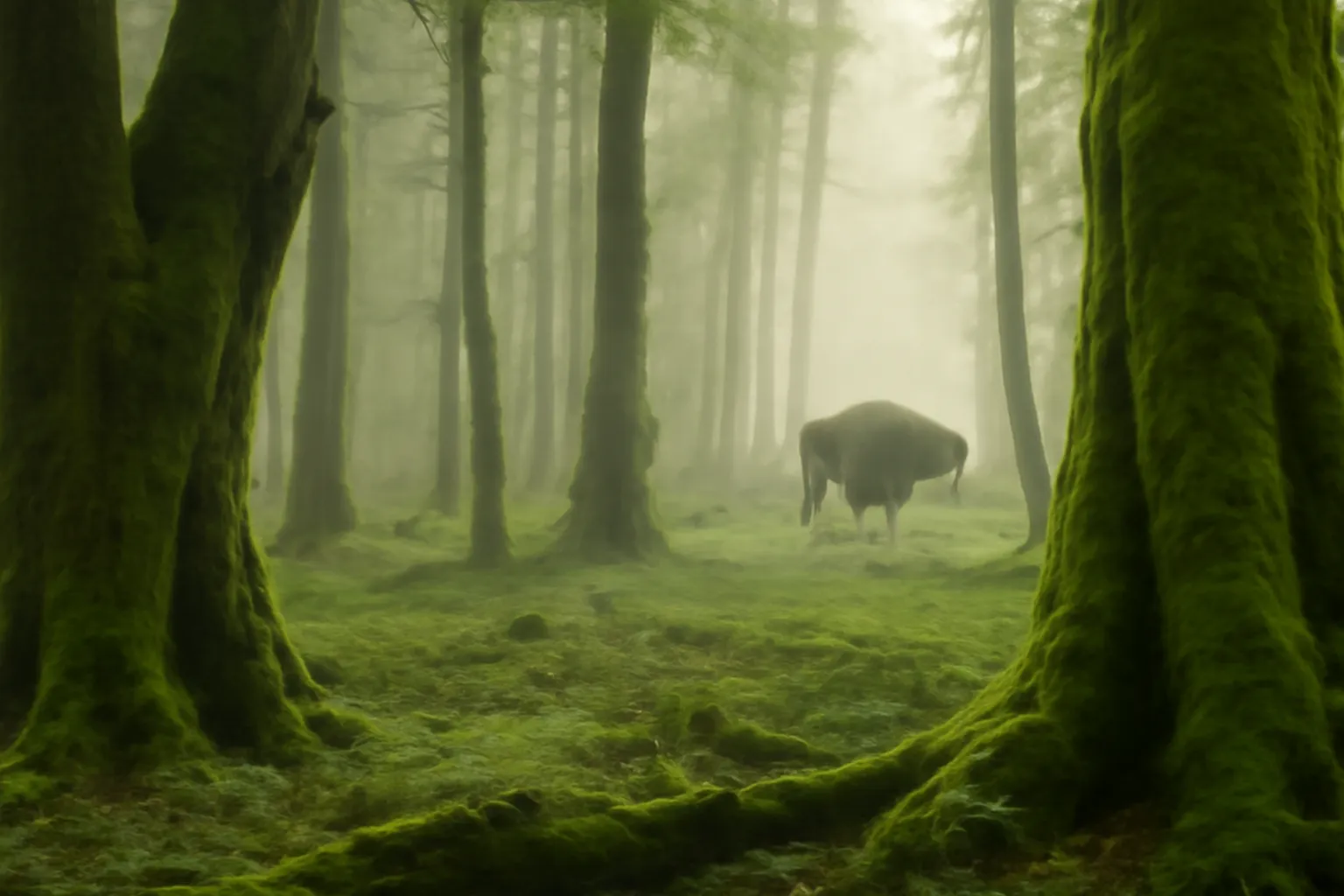 Bison sauvage dans la forêt de Białowieża en Pologne