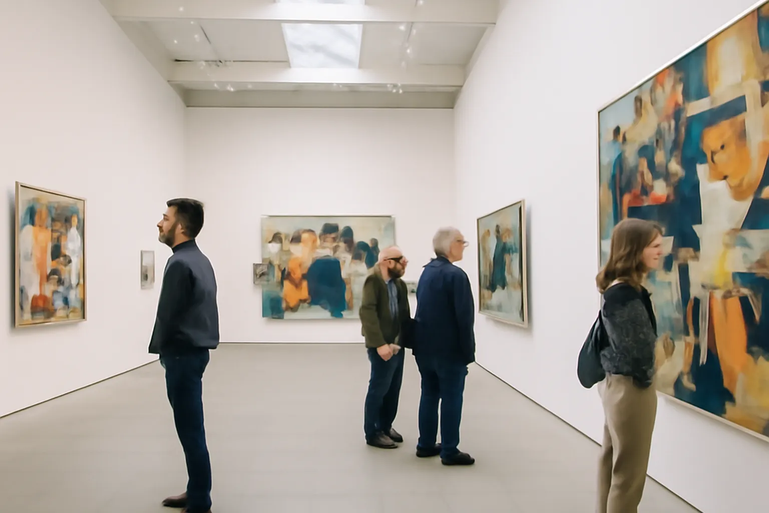 Zofia Lewandowska, conservatrice au Musée d'Art Moderne de Varsovie, devant une œuvre contemporaine