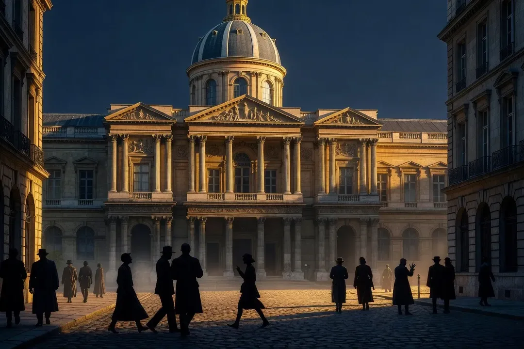 Quartier Latin à Paris avec la Sorbonne, lumière dorée matinale