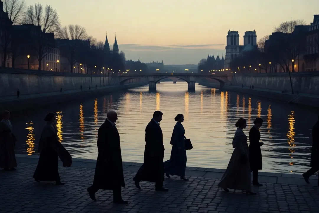 Quais de la Seine au crépuscule, ambiance de la Grande Émigration polonaise à Paris